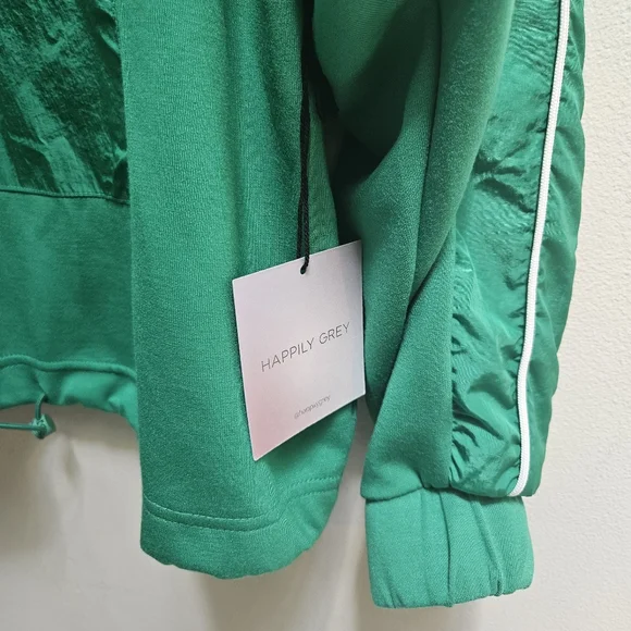 NWT Happily Grey 1/4 Zip Pullover Top Athleisure Comfy Set Green Size XL - Picture 6 of 12